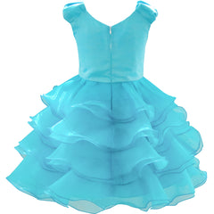 Girls Dress Blue Ruffles Tulle Tiered Dress Birthday Party Birthday Size 4-12 Years