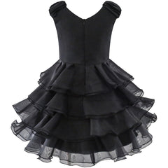 Girls Dress Black Ruffles Tulle Tiered Dress Birthday Party Birthday Size 4-12 Years
