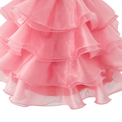 Girls Dress Pink Ruffles Tulle Tiered Dress Birthday Party Birthday Size 4-12 Years