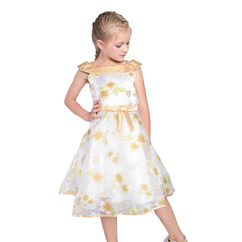 Flower Girl Dress Off Shoulder Champagne Birthday Party Size 5-10 Years