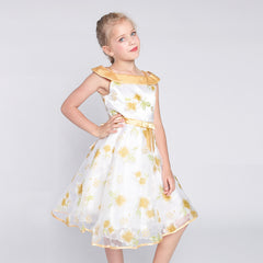 Flower Girl Dress Off Shoulder Champagne Birthday Party Size 5-10 Years