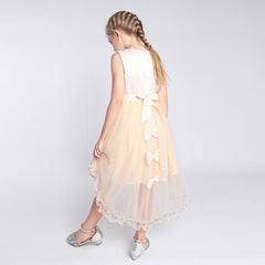 Girls Dress Champagne Hi-low Skirt Elegant Wedding Size 4-10 Years