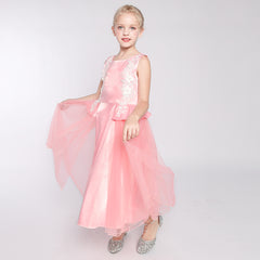 Girl Dress Lace Blush Pink Floor Length Pageant Ball Gown Size 6-12 Years