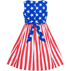 Girls Dress National Day July 4th Star Flag Celebration Size 4-12 Years