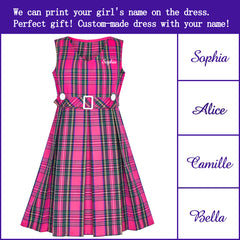 Girls Dress Back School Personalized Gift School Uniform With Name Size 6-14 Years