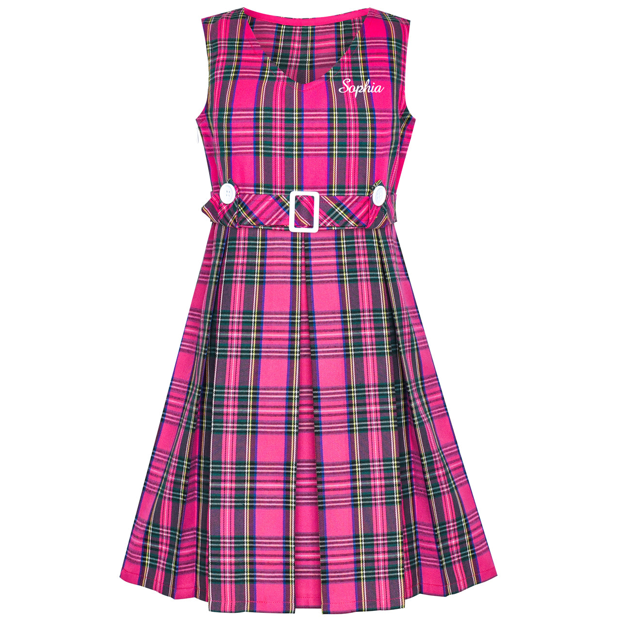 Girls Dress Back School Personalized Gift School Uniform With Name Size 6-14 Years