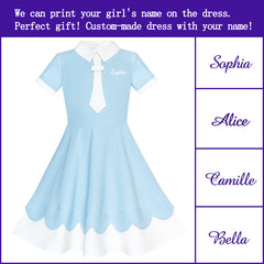 Girls Dress Back School Personalized Gift School Uniform Name Embroidered Size 5-12 Years