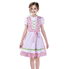 Girls German Dirndl Dress Costumes For Bavarian Oktoberfest Vintage Pink Size 4-5 Years