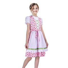 Girls German Dirndl Dress Costumes For Bavarian Oktoberfest Vintage Pink Size 4-5 Years