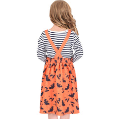 2 Pieces Set Girls Dress T-Shirt Suspender Skirt Halloween Cosplay  Size 4-12 Years