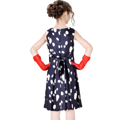 Girls Dress Halloween Costume For Dalmatians Wig Headband Red Gloves Size 4-14 Years
