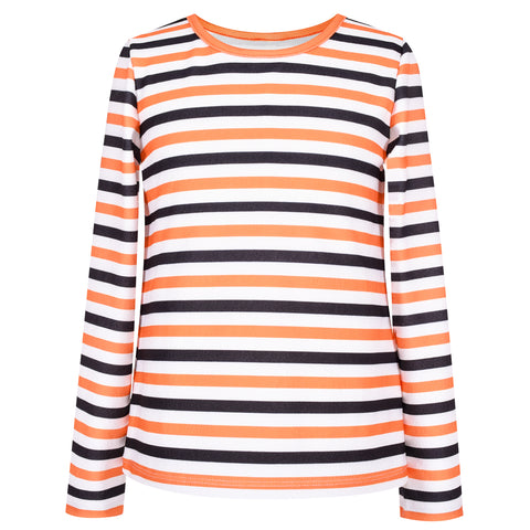Girls T-Shirt Striped Halloween Pumpkin Pattern  Size 4-12 Years