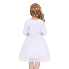 Girls Dress Costume For Snowman Christmas Halloween Party Headband Size 4-8 Years
