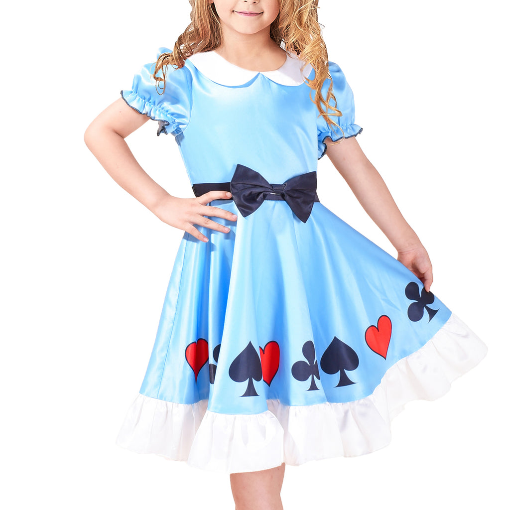 Girls Dress Doll Costume For Surprise Spade Club Heart Halloween Party Size 3-8 Years