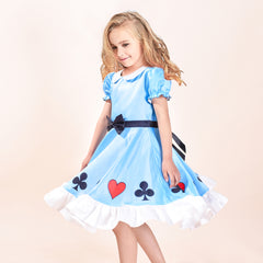Girls Dress Doll Costume For Surprise Spade Club Heart Halloween Party Size 3-8 Years