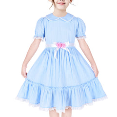 Girls Dress Blue Cosplay For Grady Twin Alexie Alexa Halloween Costume Size 6-12 Years