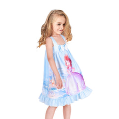 Girls Dress Princess Nightgown Sleepwear Summer Pajama Bow Tie Size 3-8 Years