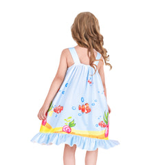Girls Dress Princess Nightgown Sleepwear Summer Pajama Bow Tie Size 3-8 Years