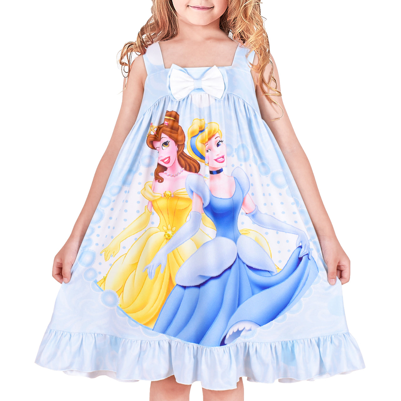 Girls Dress Princess Nightgown Sleepwear Summer Pajama Bow Tie Size 3-8 Years