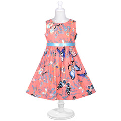 Girls Dress Pink Butterfly Sleeveless Casual Everyday Size 2-10 Years