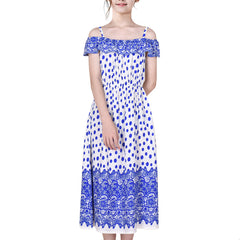 Girls Dress Dot Cold Shoulder Polynesia Summer Size 6-14 Years
