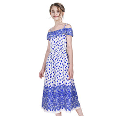Girls Dress Dot Cold Shoulder Polynesia Summer Size 6-14 Years