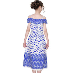 Girls Dress Dot Cold Shoulder Polynesia Summer Size 6-14 Years
