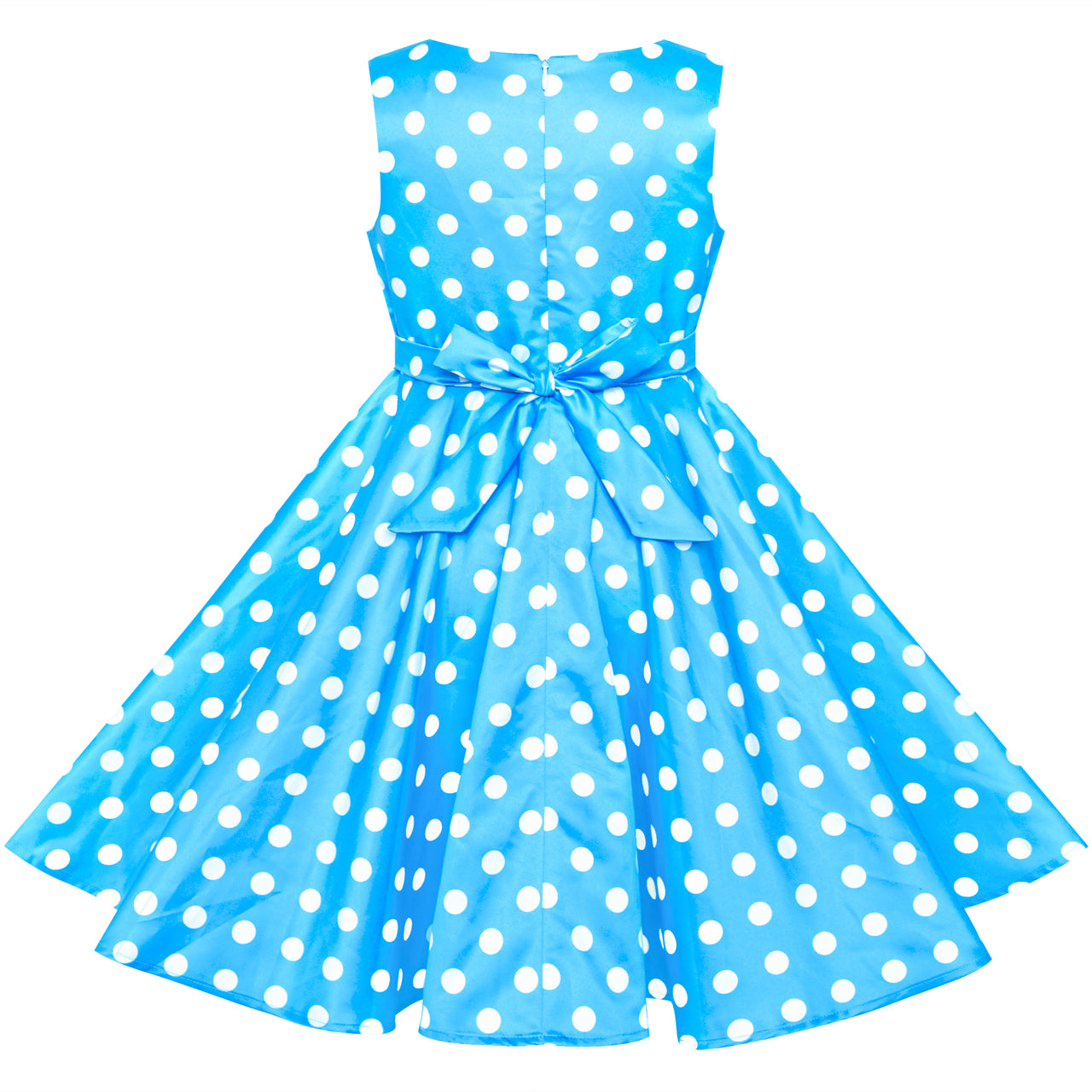 Girls Dress Blue Dot Swing Dress Doll Costume Surprise Party Size 4-8 Years