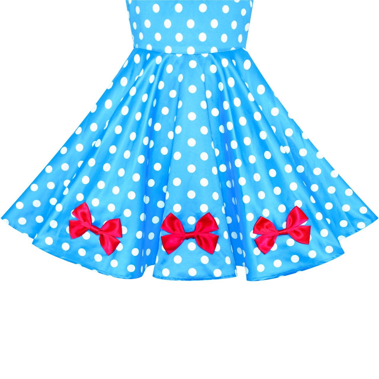 Girls Dress Blue Dot Swing Dress Doll Costume Surprise Party Size 4-8 Years