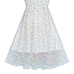 Girls Dress Colorful Dot Lace Halter Wedding Bridesmaid Gown Size 7-14 Years