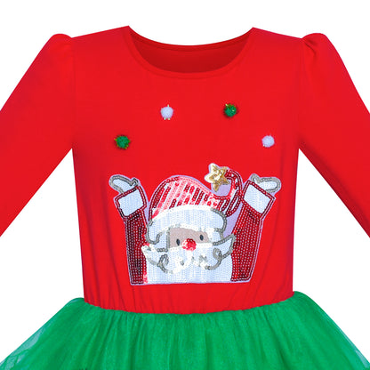 Sunny Fashion Girls Christmas Tree Tulle Dress with Headband