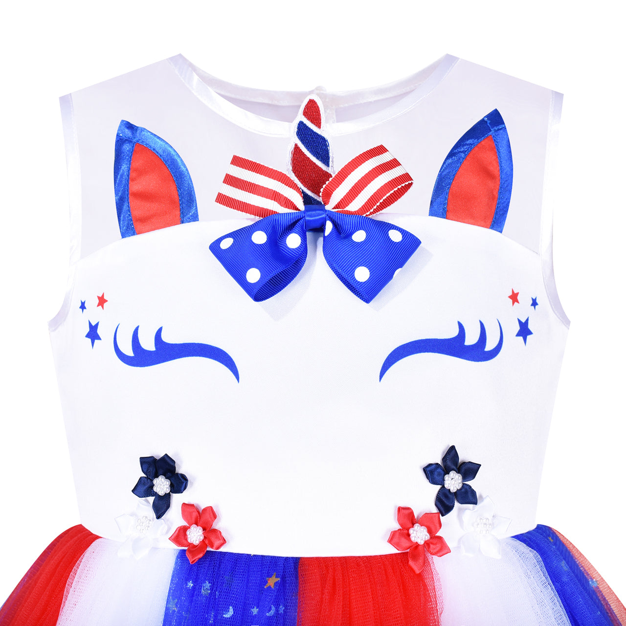 Girls Dress Unicorn US National Day July 4th Celebration Party Size 4-10 Years