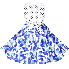 Girls Dress Blue Flower Doll Costume Surprise Party Swing Dress Size 3-8 Years