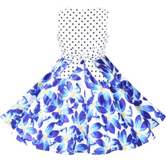 Girls Dress Blue Flower Doll Costume Surprise Party Swing Dress Size 3-8 Years