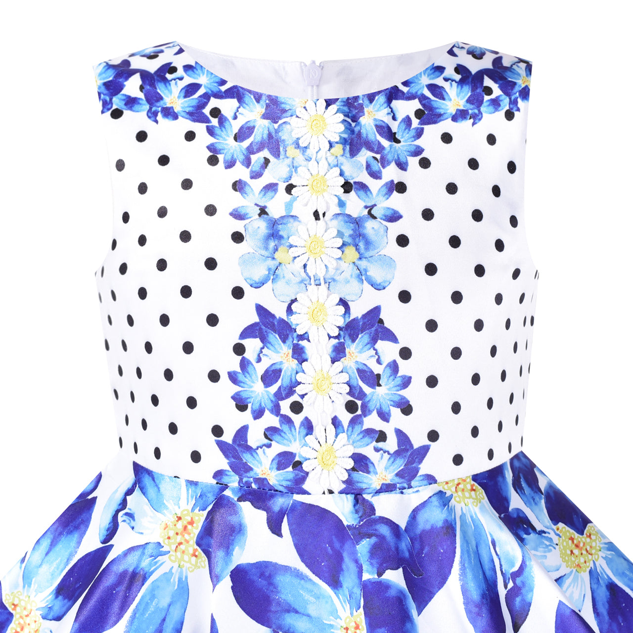 Girls Dress Blue Flower Doll Costume Surprise Party Swing Dress Size 3-8 Years