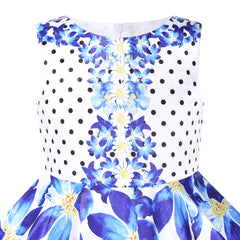 Girls Dress Blue Flower Doll Costume Surprise Party Swing Dress Size 3-8 Years