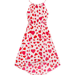 Girls Dress Red Heart Love Sleeveless Valentine's Day Slip Dress Size 6-12 Years