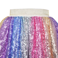 Girls Skirt Rainbow Unicorn Sequin Sparkling Tutu Dancing Size 2-10 Years
