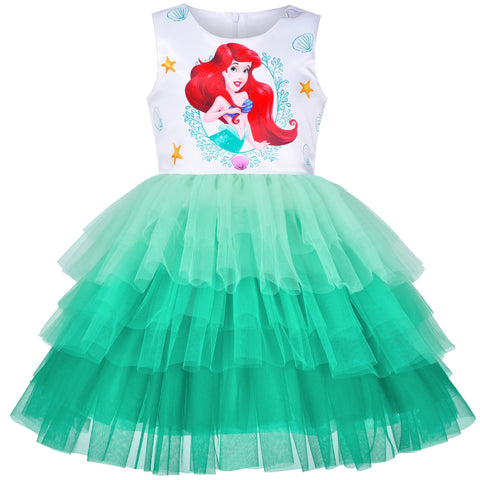 Girls Dress Tutu Skirt Mermaid Gradient Tulle Party Halloween Size 3-8 Years