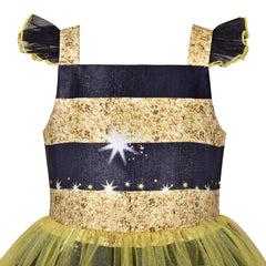 Girls Dress Queen Bee Costume Halloween Cosplay Party Size 4-8 Years
