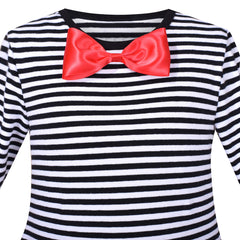 Girls Dress Cotton Casual Striped Black And White Costume Size 3-8 Years