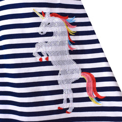 Girls Dress Shirt Tunic Unicorn Sequin Embroidered Long Sleeve Size 3-8 Years