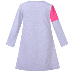 Girls Dress Long Sleeve A-line Shirt Dress Color Contrast Cotton Casual Size 3-8 Years