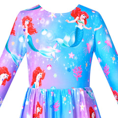 Girls Dress Maxi Mermaid Cosplay Long Sleeve Casual V-neck Bow Tie Size 4-8 Years