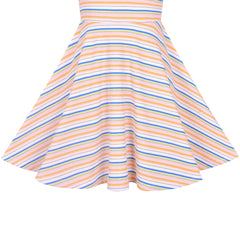 Girls Dress Long Sleeve Striped Cotton Casual Everyday Wearing Size 4-8 Years