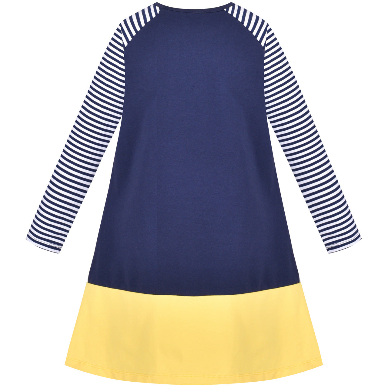 Girls Dress Long Sleeve Daisy Flower Striped Casual Cotton Size 3-12 Years