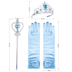 Girls Dress Snow Queen Ice Princess Birthday Crown Magic Wand Size 4-8 Years