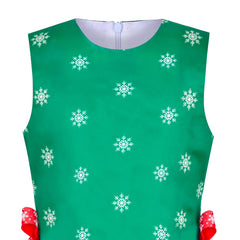 Girls Dress Green Reindeer Snowflakes Christmas Party Holiday Size 4-8 Years