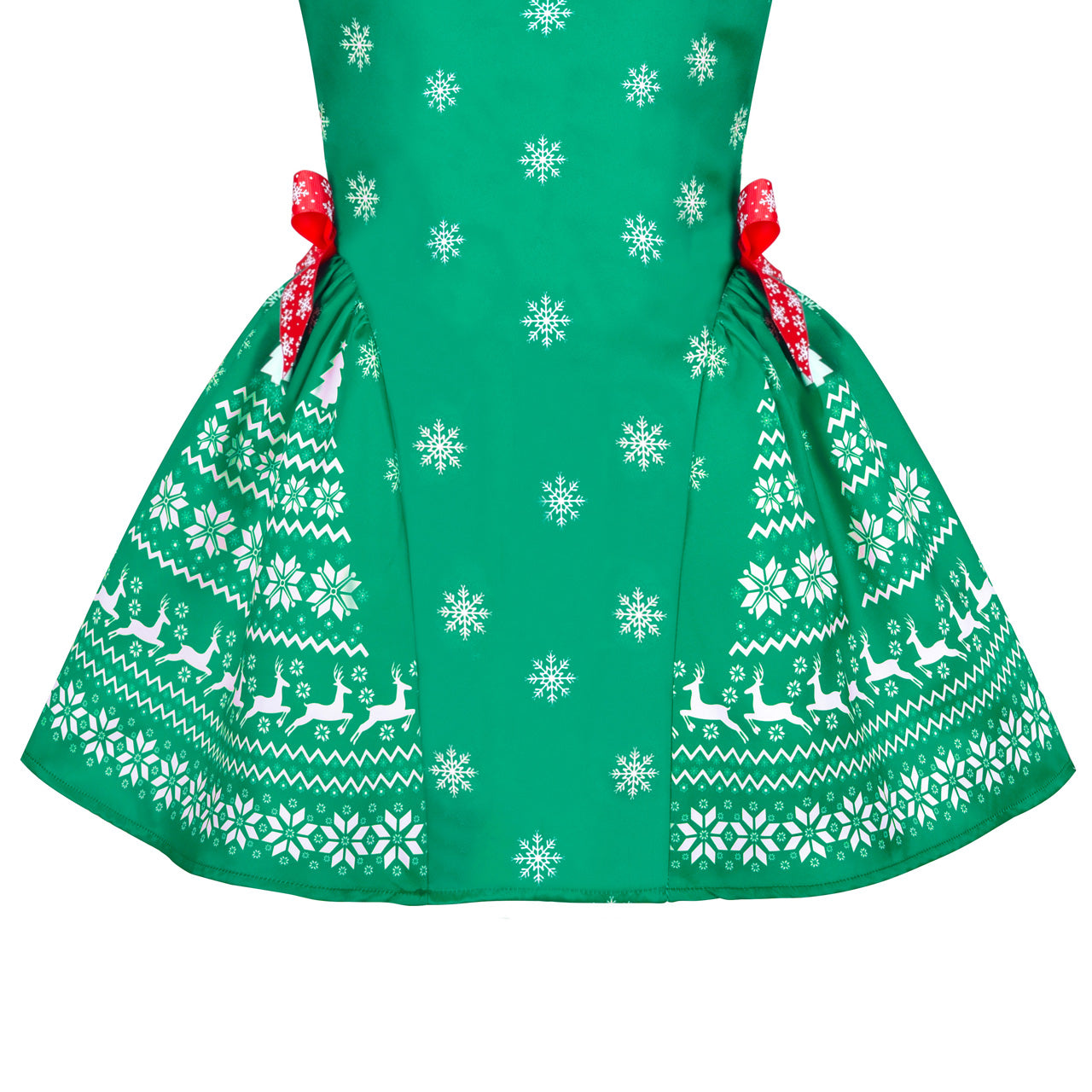 Girls Dress Reindeer Snowflakes Christmas Party Holiday Size 4-12 Years