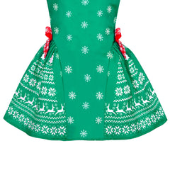Girls Dress Green Reindeer Snowflakes Christmas Party Holiday Size 4-8 Years